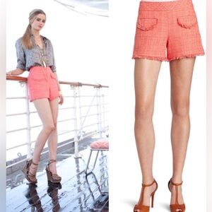 Trina Turk Corinna Shorts Tweed Fringe Hem Size 0